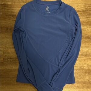 Navy Blue Ribbed Long Sleeve Top